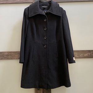 Black wool blend dress coat